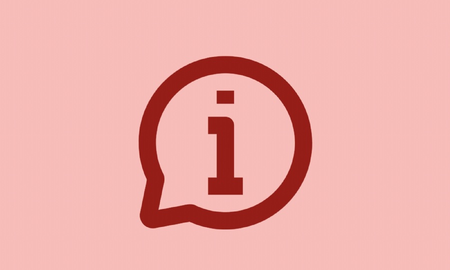 light pink background and burgundy information icon